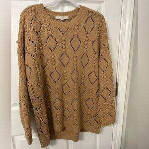 LOFT Camel Open-Knit Women's Sweater